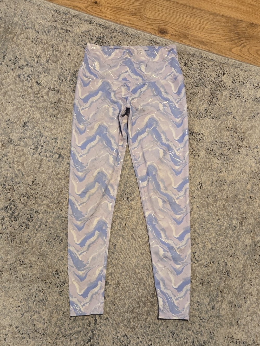 Kids Marble-Print Leggings in Lavender and White